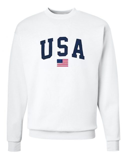 USA Flag Sweatshirt White