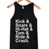 Kick Snare Hi-Hat Tom Ride Crash Tank top