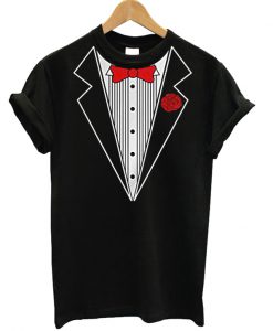 Tuxedo With Red Bow Tie T-shirt