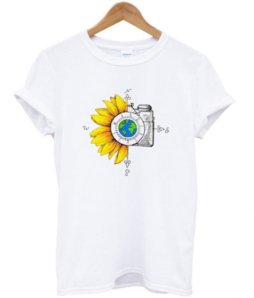 Wanderlust Sunflower Camera T-shirt