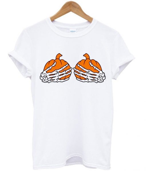 Pumpkin Boobs Skeleton Hands T-shirt