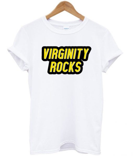 Virginity Rocks Yellow White T-shirt