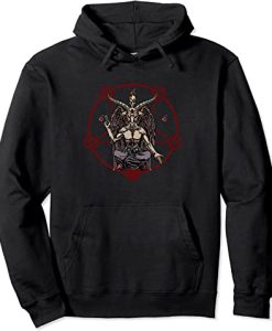 Satanic Pentagram 666 Baphomet Ritual Goth Hoodie