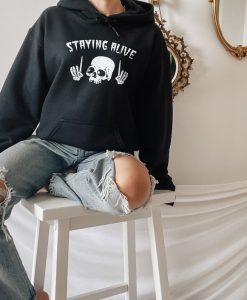 Staying Alive Skull Halloween Hoodie